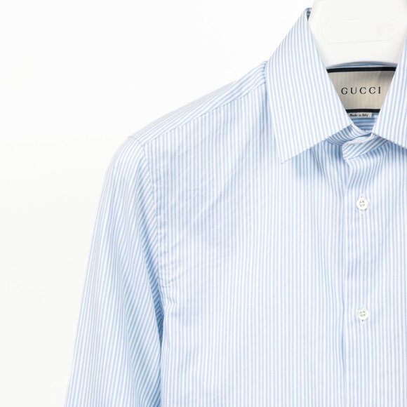 Gucci Blue & White Striped Cotton-Poplin Buttoned Shirt - Picture 4 of 12